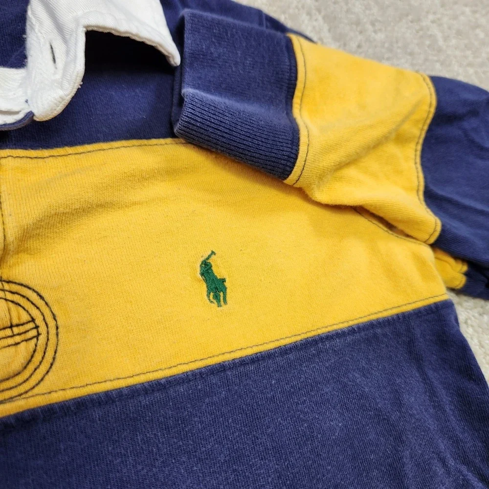 Vintage Polo Ralph Lauren Rugby Shirt Kids 4 Chunky Striped Toddler Heavy Cotton